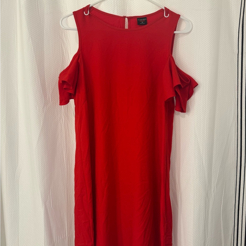 Cute Vibrant Red Cold-Shoulder Mini Dress